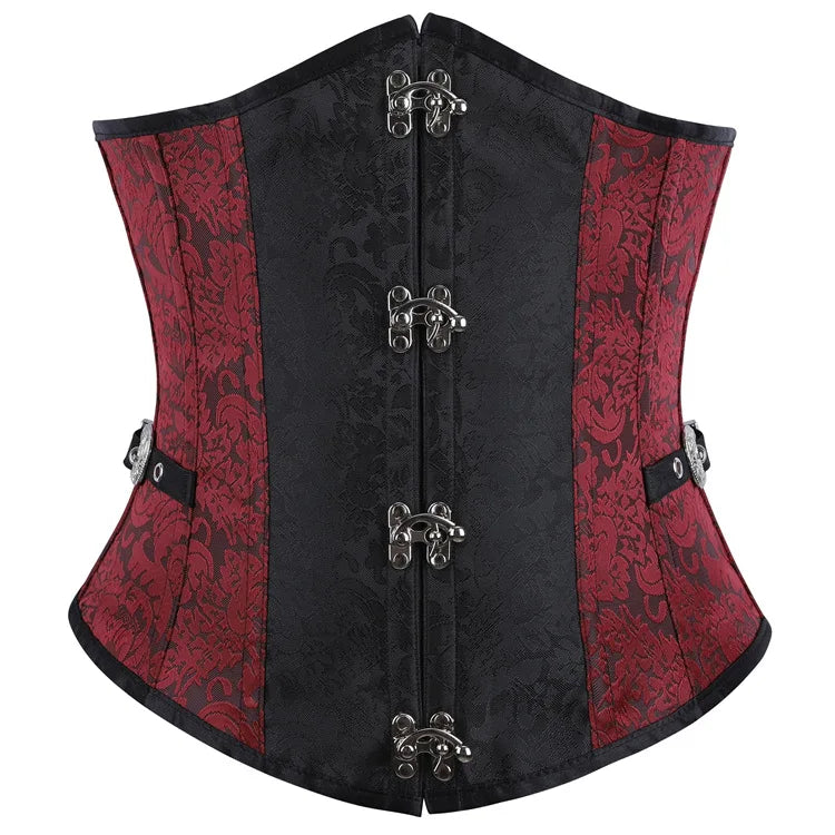 Faux Leather Underbust Corset Waist Control Gothic Corsets Waist Cincher Bustiers Steampunk Embroidery Short Waist Trainer