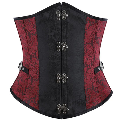 Faux Leather Underbust Corset Waist Control Gothic Corsets Waist Cincher Bustiers Steampunk Embroidery Short Waist Trainer
