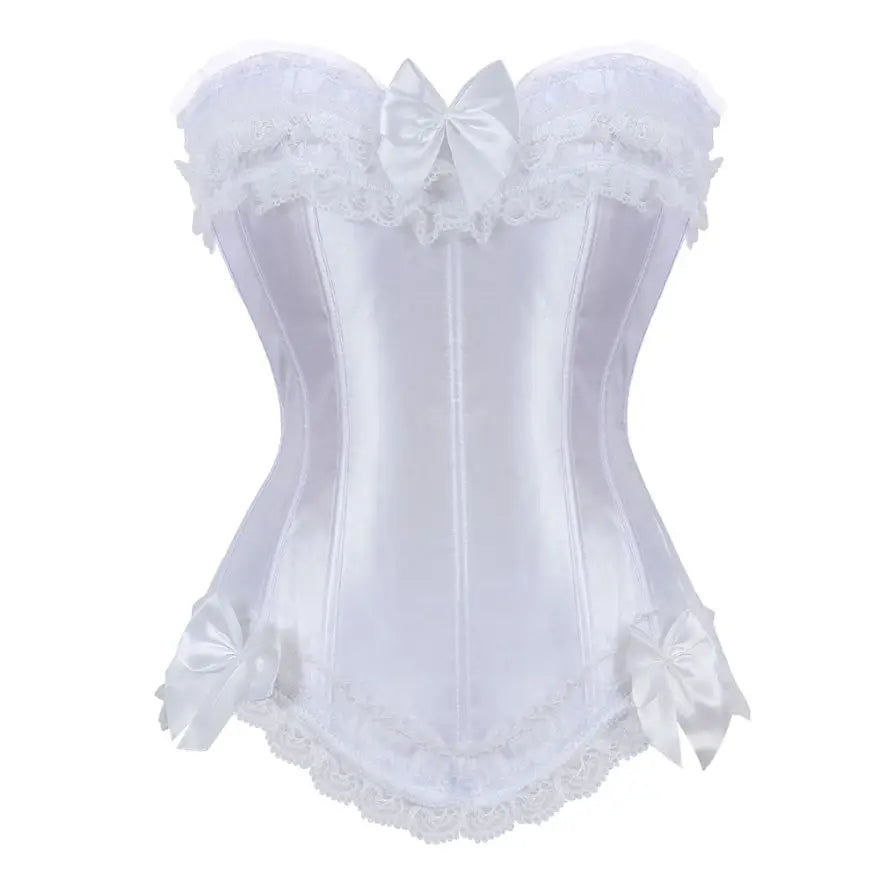 Sexy Women Bustier Corset Lace Overlay Corset Top Boned Waist Trainer Lingerie Overbust Corsets Body Shaper Plus Size