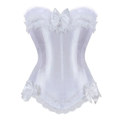 Sexy Women Bustier Corset Lace Overlay Corset Top Boned Waist Trainer Lingerie Overbust Corsets Body Shaper Plus Size