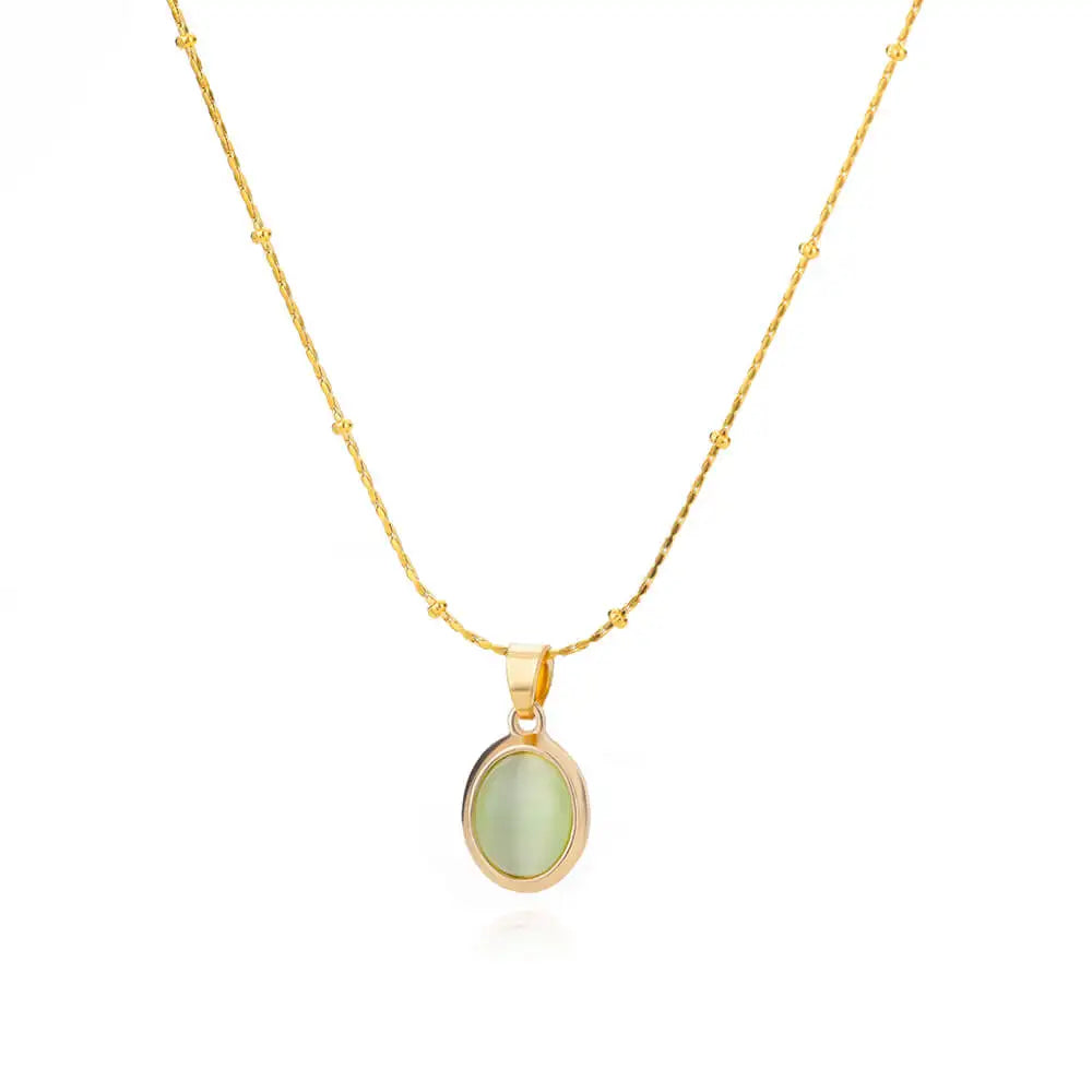 Stainless Steel Natural Stone Necklaces For Women Gold Color Chain Stone Pendant Necklace Classic Aesthetic Jewelry Femme Gift