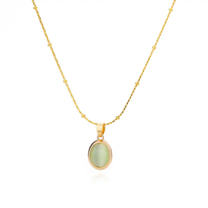 Stainless Steel Natural Stone Necklaces For Women Gold Color Chain Stone Pendant Necklace Classic Aesthetic Jewelry Femme Gift