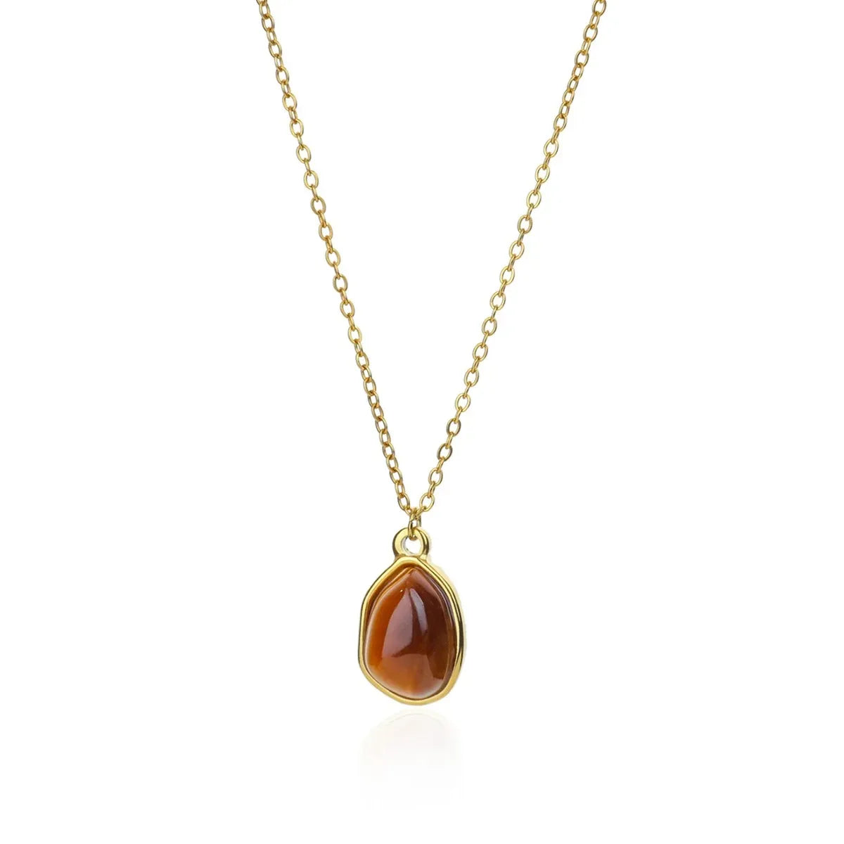 Stainless Steel Natural Stone Necklaces For Women Gold Color Chain Stone Pendant Necklace Classic Aesthetic Jewelry Femme Gift