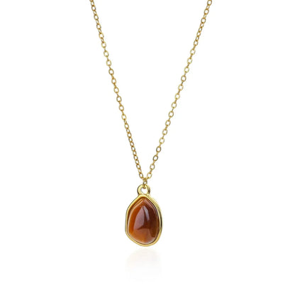 Stainless Steel Natural Stone Necklaces For Women Gold Color Chain Stone Pendant Necklace Classic Aesthetic Jewelry Femme Gift