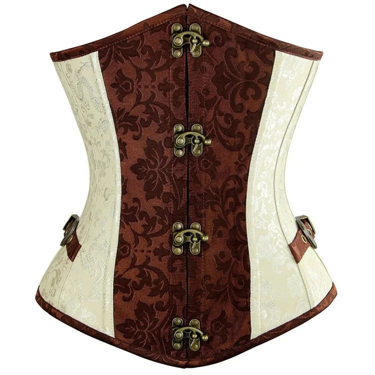 Faux Leather Underbust Corset Waist Control Gothic Corsets Waist Cincher Bustiers Steampunk Embroidery Short Waist Trainer