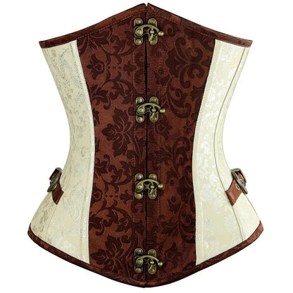 Faux Leather Underbust Corset Waist Control Gothic Corsets Waist Cincher Bustiers Steampunk Embroidery Short Waist Trainer