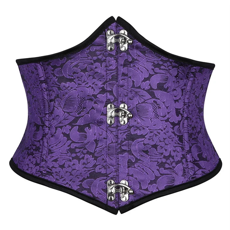 Faux Leather Underbust Corset Waist Control Gothic Corsets Waist Cincher Bustiers Steampunk Embroidery Short Waist Trainer