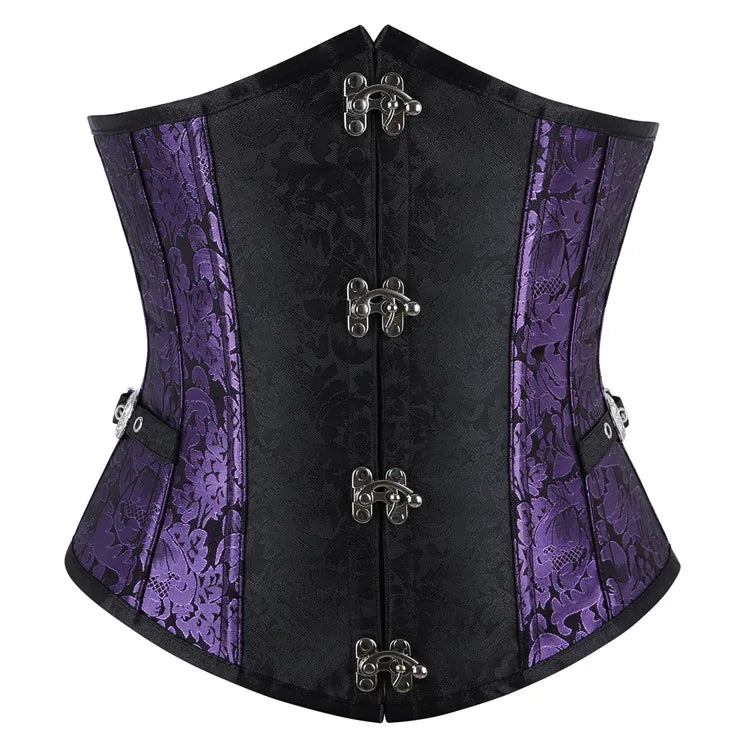 Faux Leather Underbust Corset Waist Control Gothic Corsets Waist Cincher Bustiers Steampunk Embroidery Short Waist Trainer
