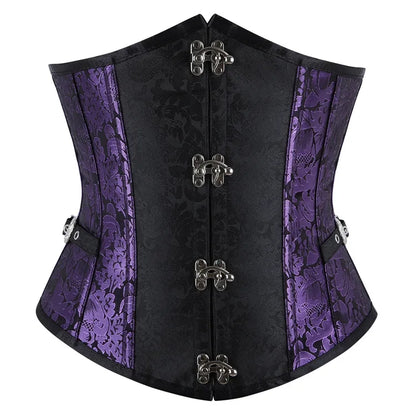 Faux Leather Underbust Corset Waist Control Gothic Corsets Waist Cincher Bustiers Steampunk Embroidery Short Waist Trainer