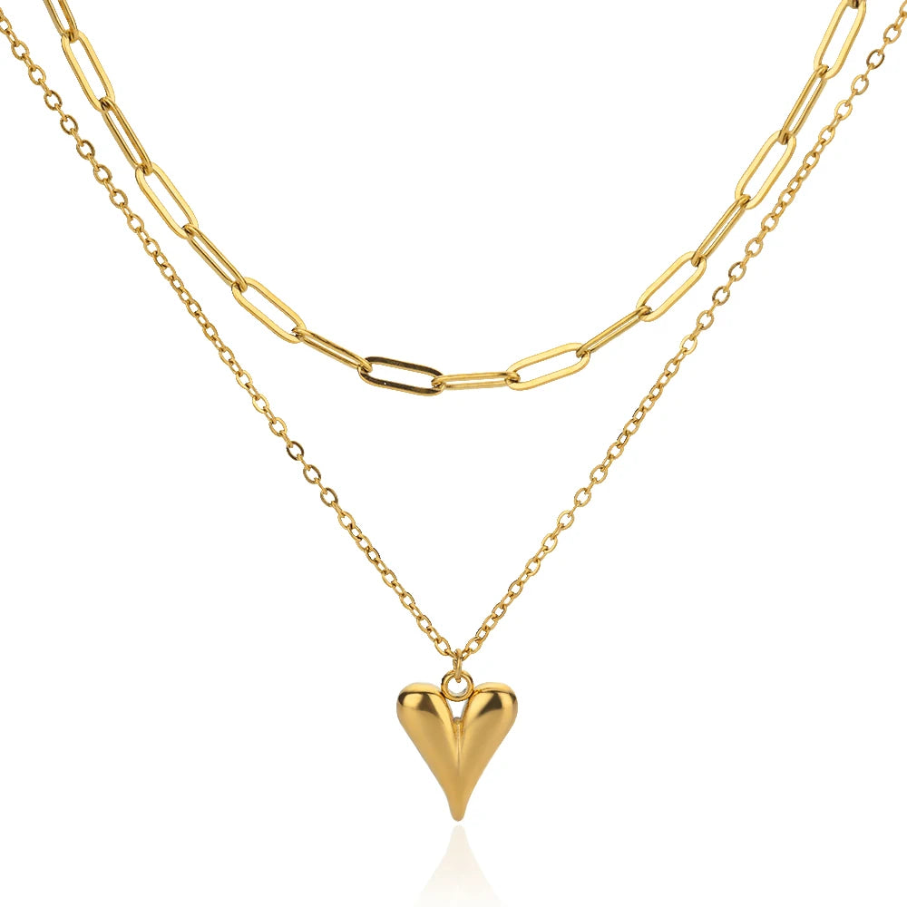 Stainless Steel Natural Stone Necklaces For Women Gold Color Chain Stone Pendant Necklace Classic Aesthetic Jewelry Femme Gift