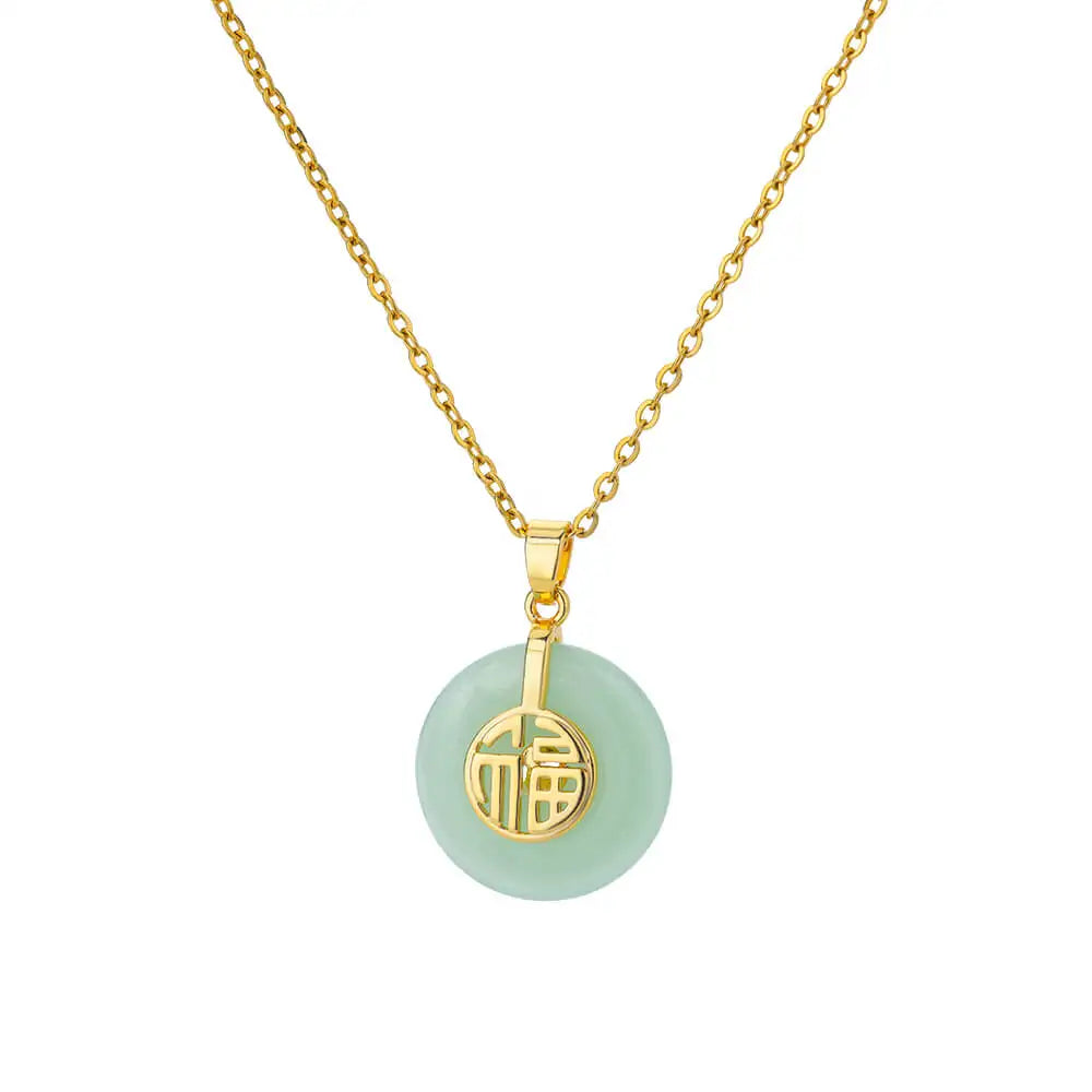 Stainless Steel Natural Stone Necklaces For Women Gold Color Chain Stone Pendant Necklace Classic Aesthetic Jewelry Femme Gift