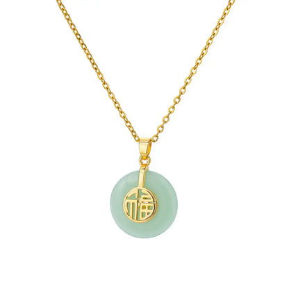 Stainless Steel Natural Stone Necklaces For Women Gold Color Chain Stone Pendant Necklace Classic Aesthetic Jewelry Femme Gift