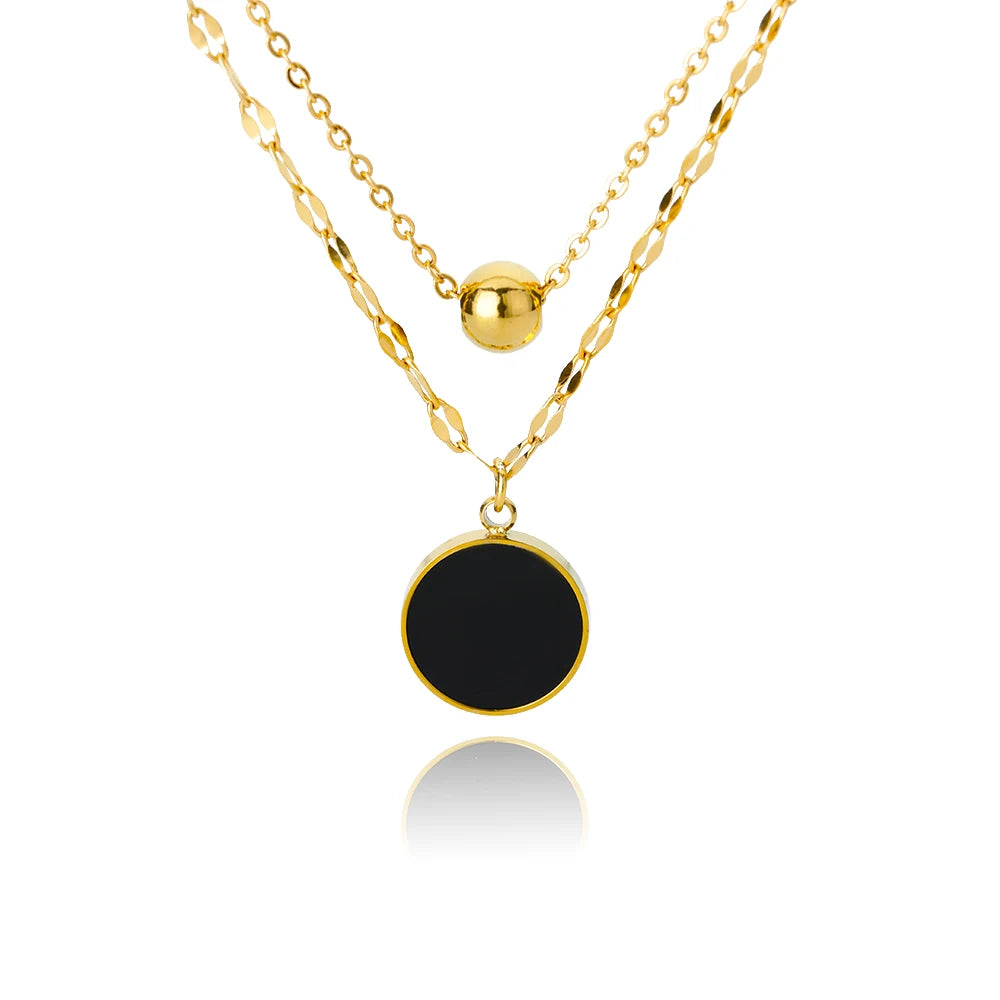 Stainless Steel Natural Stone Necklaces For Women Gold Color Chain Stone Pendant Necklace Classic Aesthetic Jewelry Femme Gift