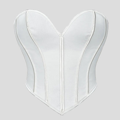 Women'S Strapless Solid Bustier Corset Fishbone Push Up Waist Trainer Crop Tops Sleeveless Backless Padded Bandeau Bikini Top