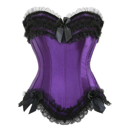 Sexy Women Bustier Corset Lace Overlay Corset Top Boned Waist Trainer Lingerie Overbust Corsets Body Shaper Plus Size