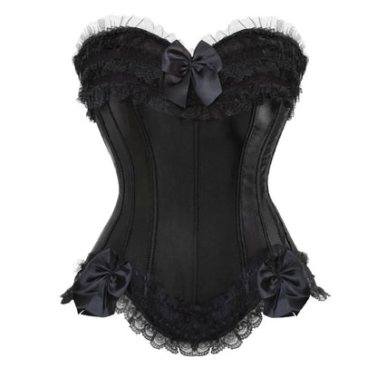 Sexy Women Bustier Corset Lace Overlay Corset Top Boned Waist Trainer Lingerie Overbust Corsets Body Shaper Plus Size