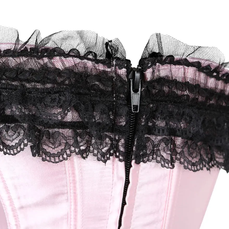 Sexy Women Bustier Corset Lace Overlay Corset Top Boned Waist Trainer Lingerie Overbust Corsets Body Shaper Plus Size