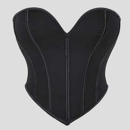 Women'S Strapless Solid Bustier Corset Fishbone Push Up Waist Trainer Crop Tops Sleeveless Backless Padded Bandeau Bikini Top