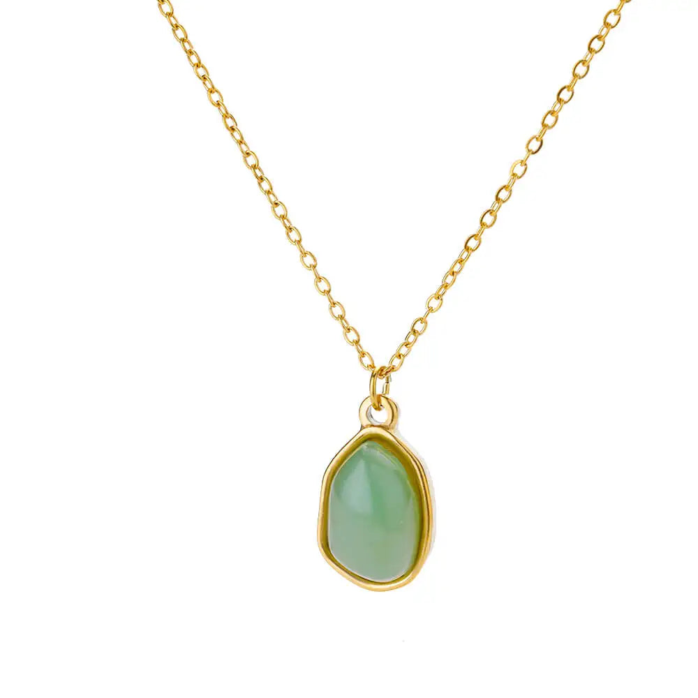 Stainless Steel Natural Stone Necklaces For Women Gold Color Chain Stone Pendant Necklace Classic Aesthetic Jewelry Femme Gift
