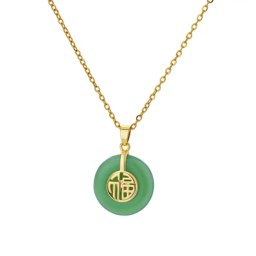 Stainless Steel Natural Stone Necklaces For Women Gold Color Chain Stone Pendant Necklace Classic Aesthetic Jewelry Femme Gift
