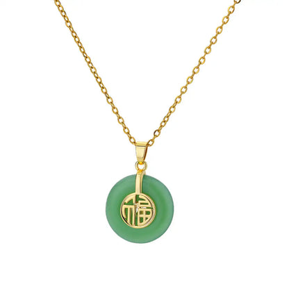 Stainless Steel Natural Stone Necklaces For Women Gold Color Chain Stone Pendant Necklace Classic Aesthetic Jewelry Femme Gift