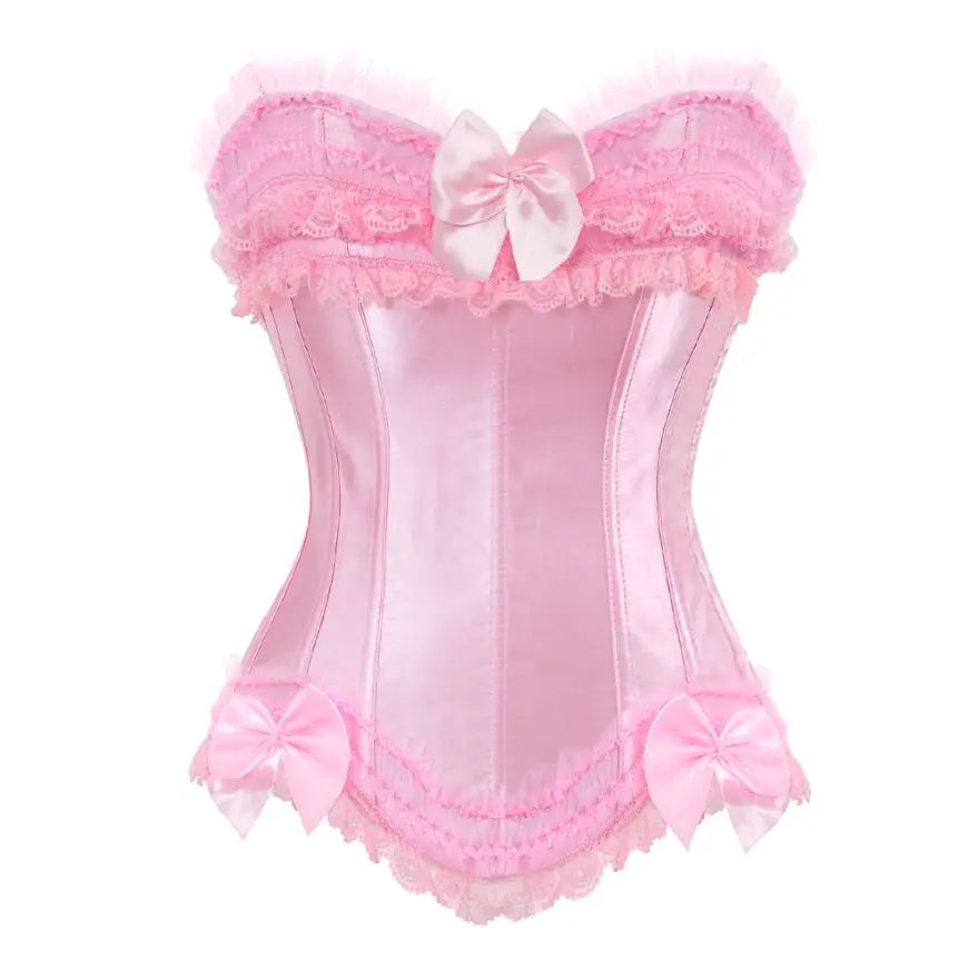 Sexy Women Bustier Corset Lace Overlay Corset Top Boned Waist Trainer Lingerie Overbust Corsets Body Shaper Plus Size